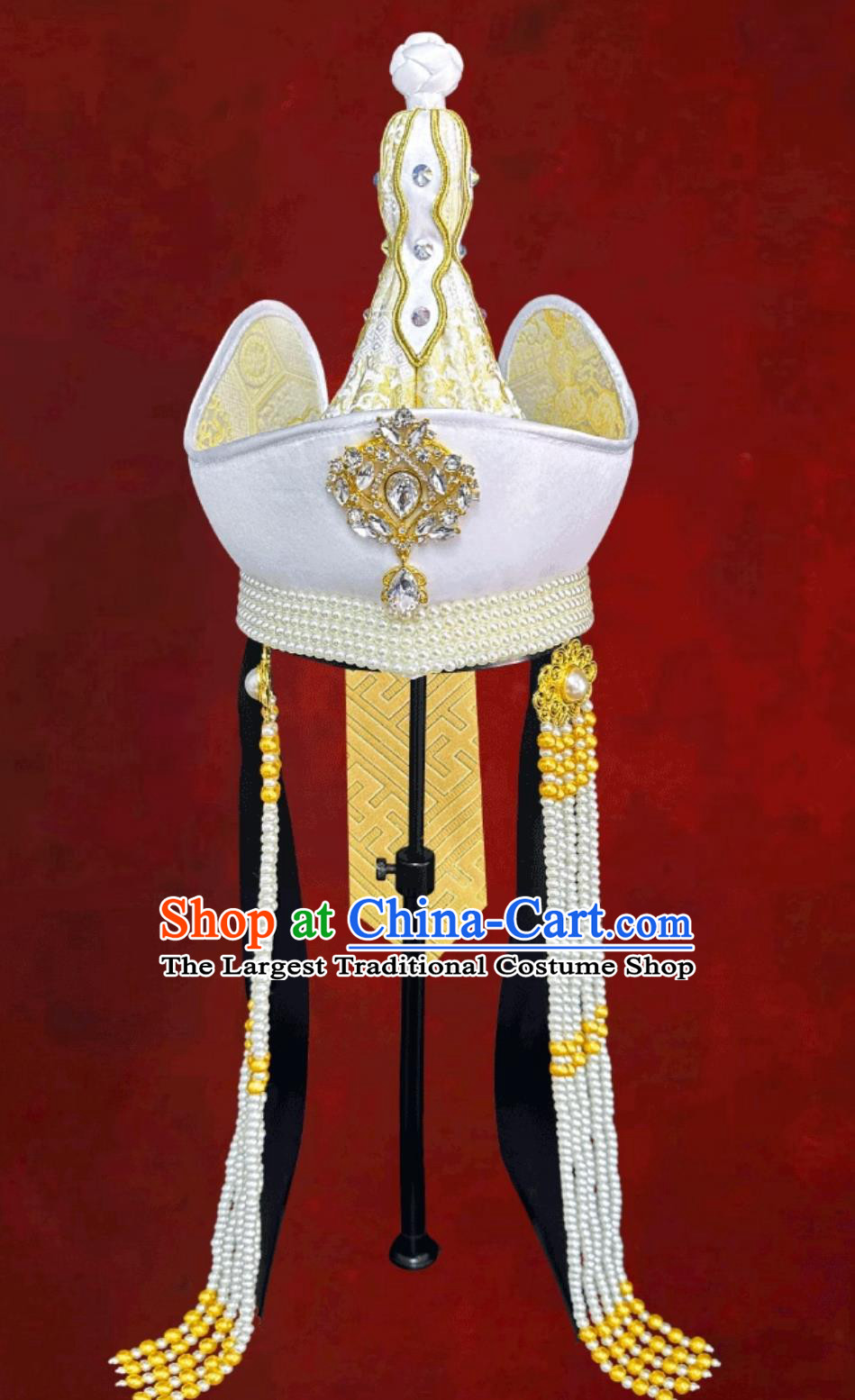 Golden Ladies Mongolian Wedding High Hat Dance Photography Ethnic Headpiece