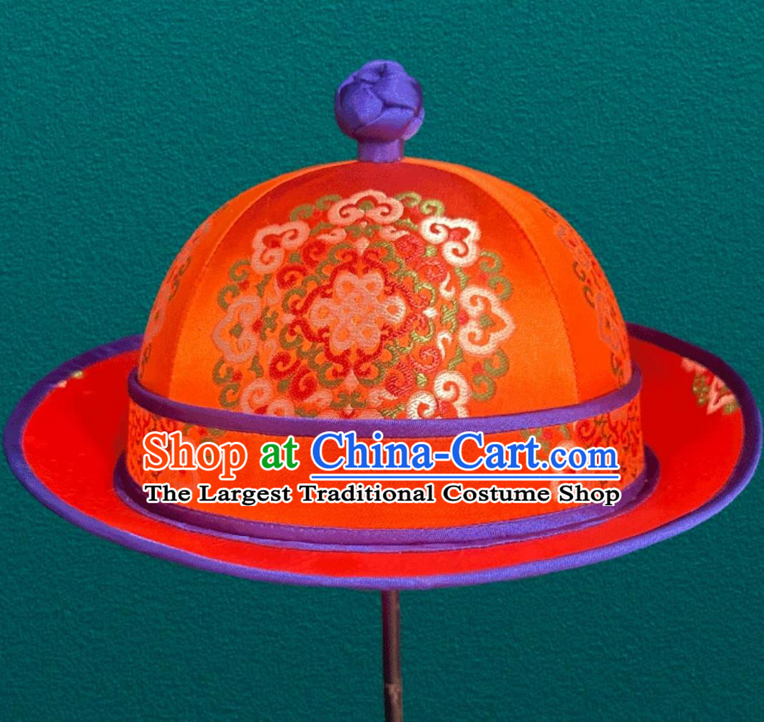 Orange Boy Prince Hat Mongolian Hat Dance Performance Photography Ethnic Headpiece