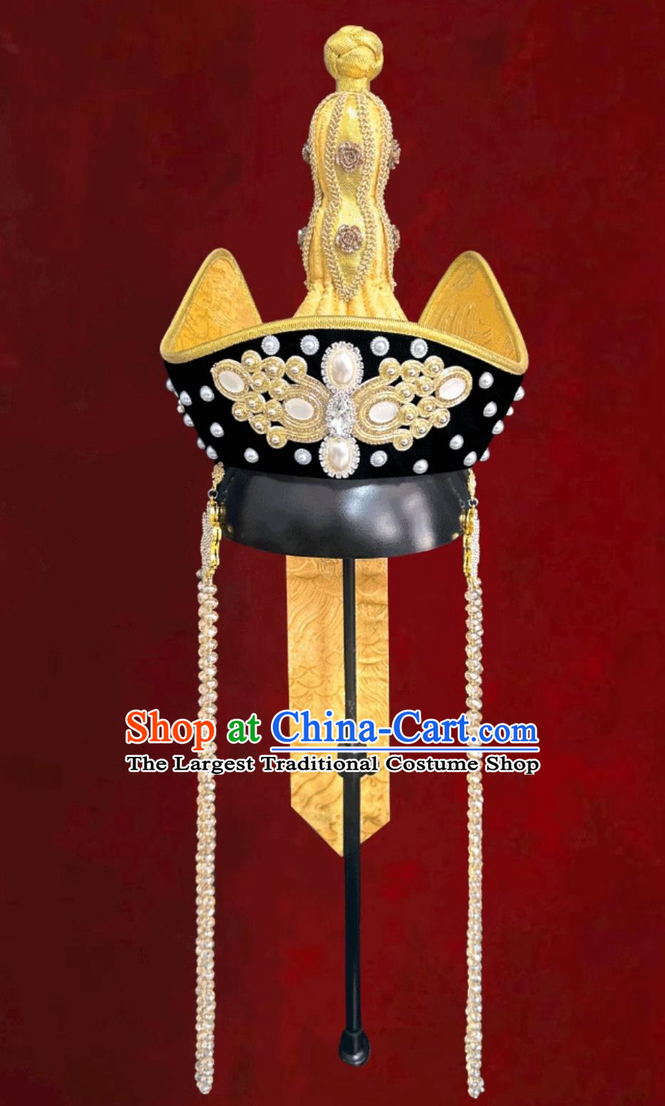 Mongolian Ladies Golden Hat Chinese Mongolia Ethnic Dance Performance Show Headpiece