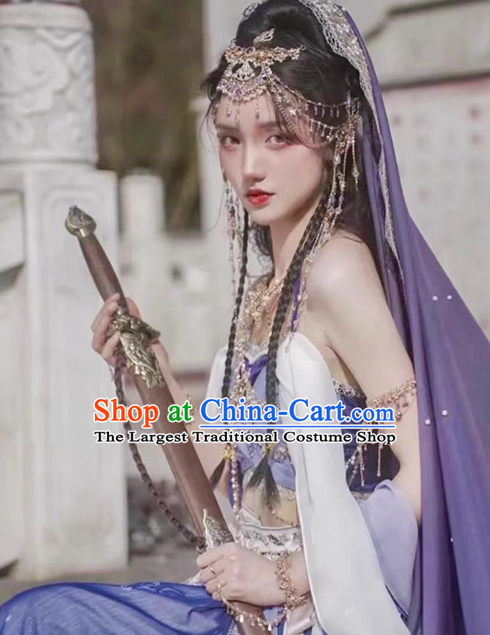Chinese Wuxia Style Women Dress Ancient Fairy Hanfu Dunhuang Feitian Performance Costume