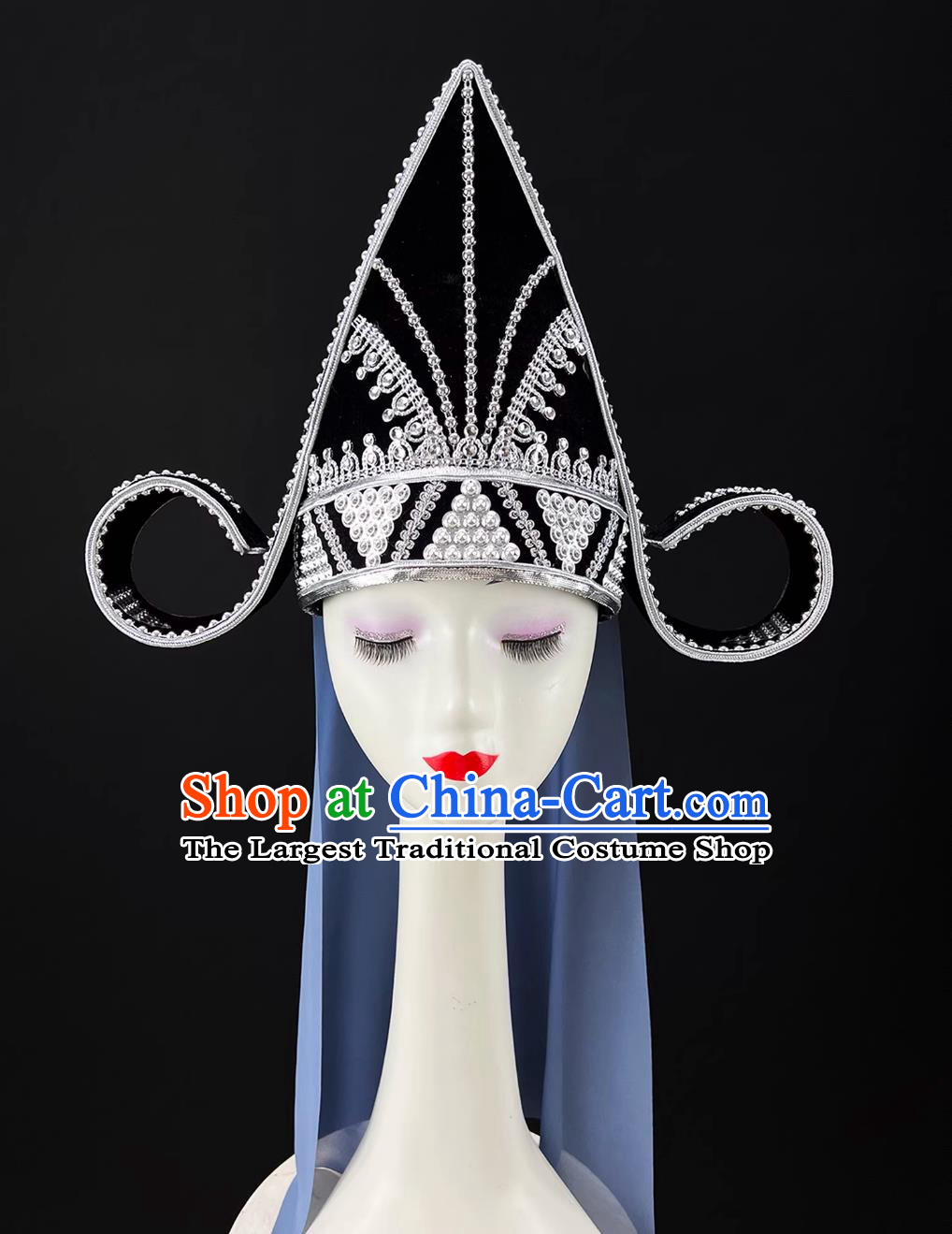 Dingjia Woman Headdress Dai Ethnic Dance Shan Dai Group Dance Hat Chinese Performance Headwear
