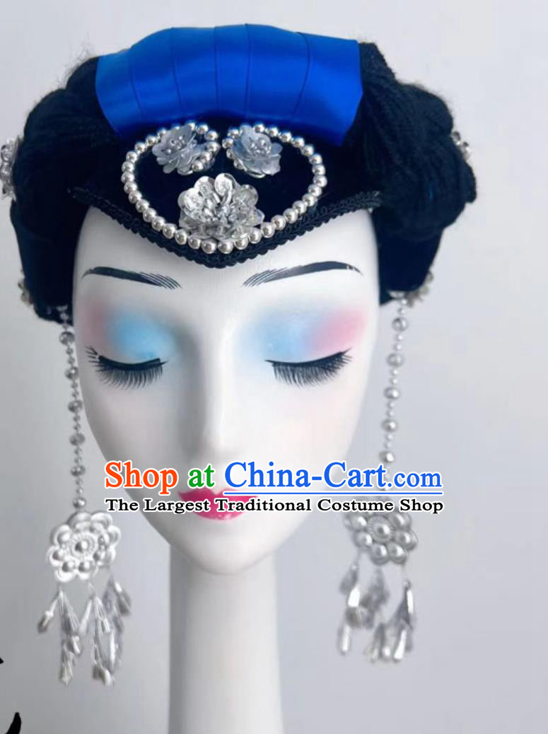 Yi Ethnic Women Hairpieces Yun Shui Yi Ren Dance Headdress Handmade Silver Dance Headwear