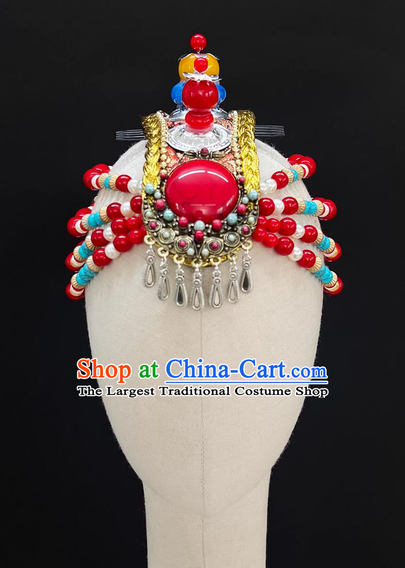 Tibetan Female Performance Headdress Chinese Zang Ethnic Dance Hair Jewelry