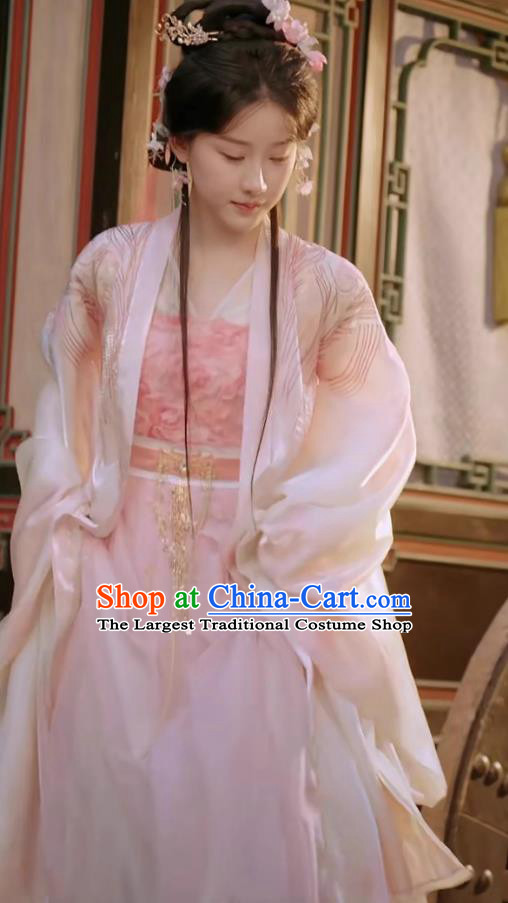 Chinese Short Drama My Lord Husband Is Whipped Shen Tangning Costume Traditional Hanfu Ancient Mistress Pink Dress