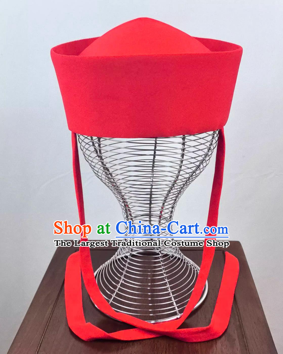 Eastern Han Dynasty Red Headscarf Han Era Official Hat Ancient Chinese Performance Headwear