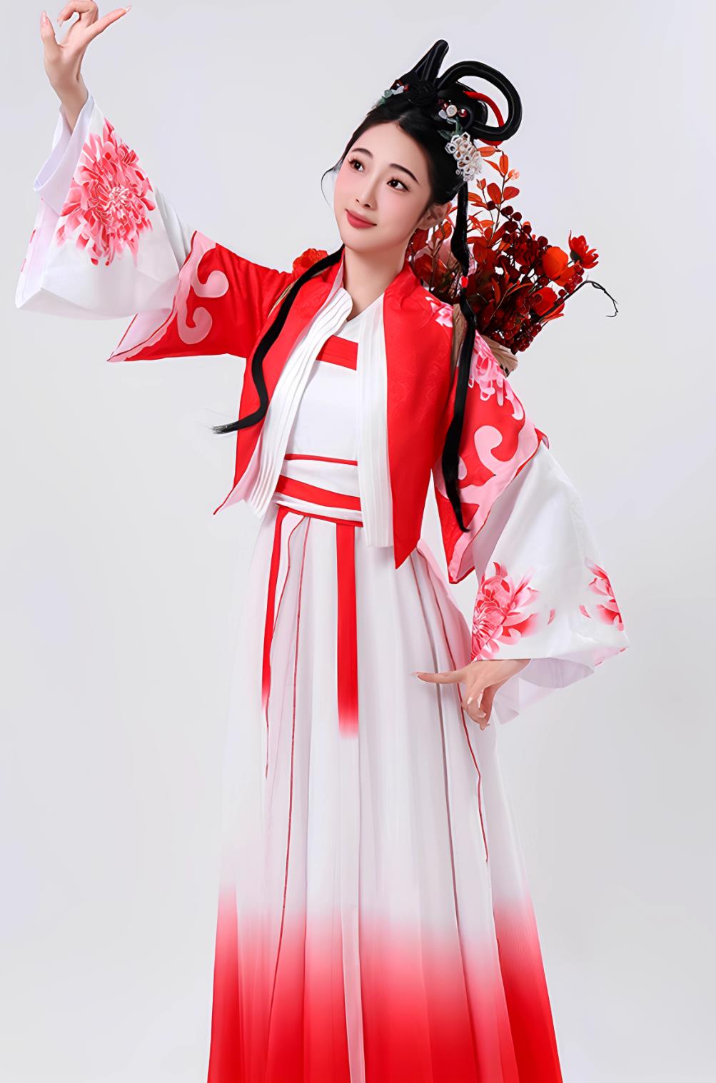 Chinese Han Tang Flower Hairpin Group Dance Classical Performance Costume Divine Horse Auspicious Clouds Henan Spring Gala Dance Clothing