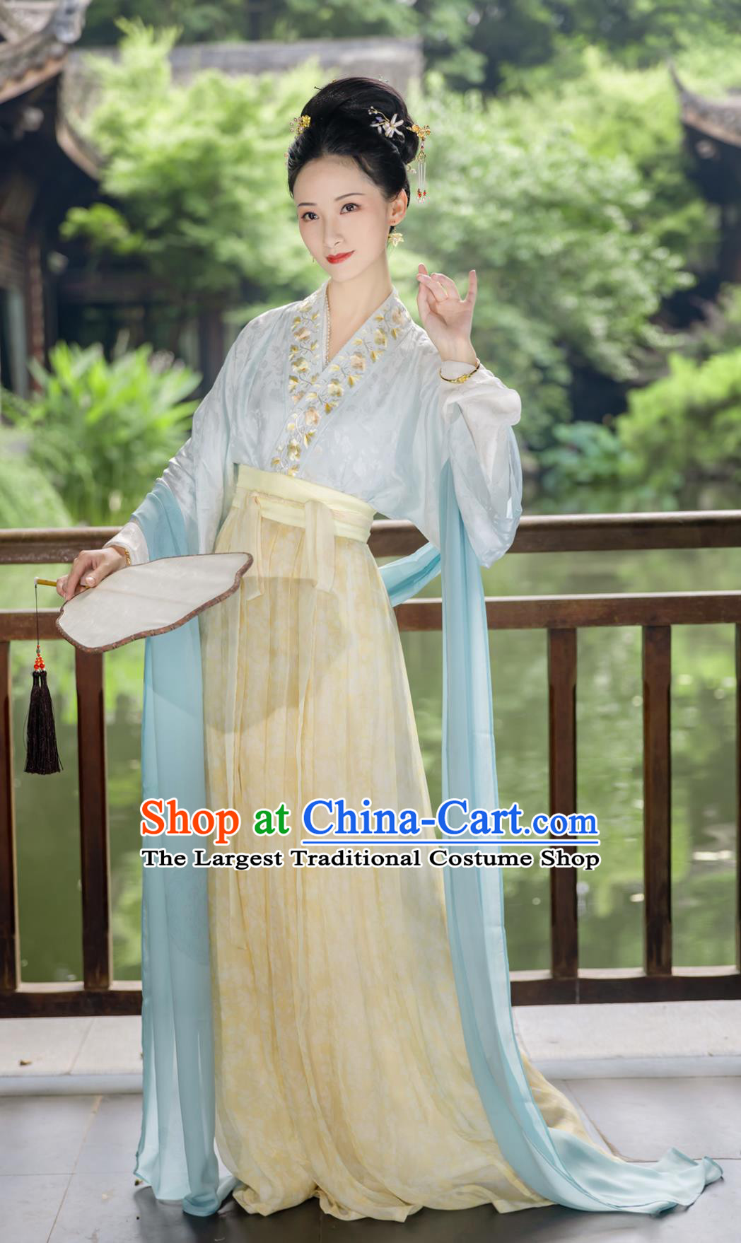 Traditional Chinese Costumes Song Dynasty Silk Jacquard Beizi Jiaoling Blouse Ruqun Set