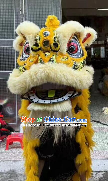 Golden Wool Lion Dance Tiger Spot Clothing Handmade Chinese Fut San Lion Head and Costume Complete Set