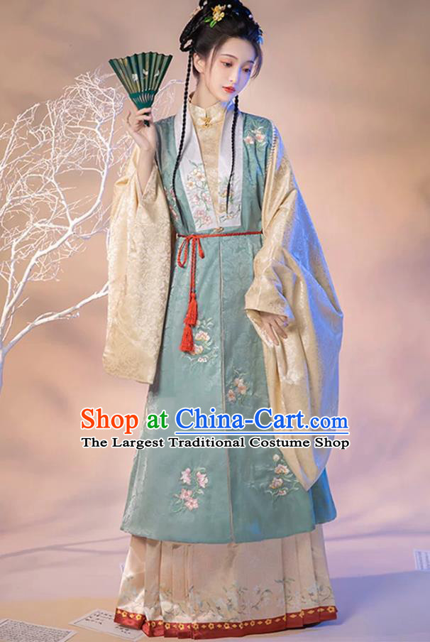 Women Ming Dynasty Hanfu Stand Collar Long Coat Bijia Mamian Skirt Chinese Style Fashion Set