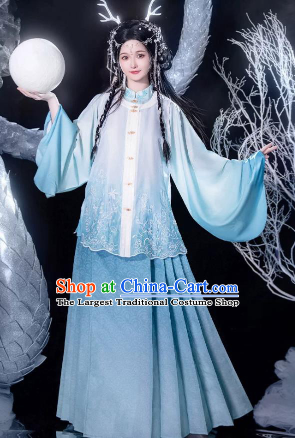 Ming Dynasty Embroidery Hanfu Bijia Ancient Fairy Costume Pipa Sleeve Mamian Skirt Suit