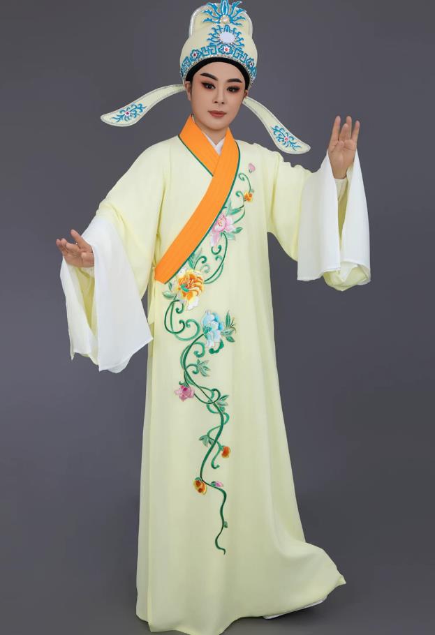 Chinese Opera Costume For Scholar Traditional Stage Performance Clothing Yellow Yue Opera Xiaosheng Robe