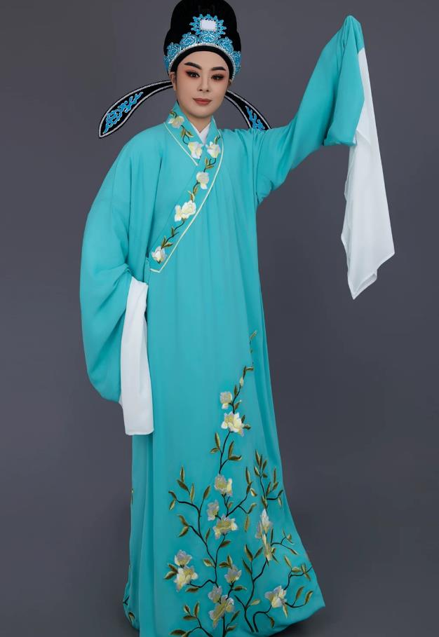 Liang Shanbo Traditional Scholar Clothing Ancient Chinese Young Male Blue Robe Yue Opera Xiaosheng Costume